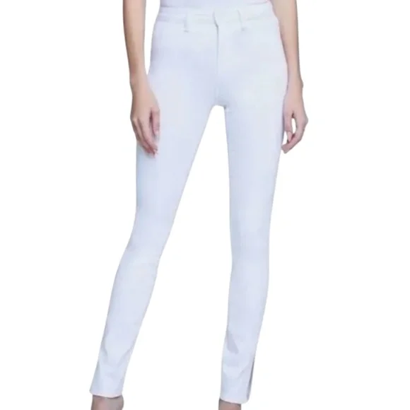 L’AGENCE Josie High Rise Skinny Split Side Hem Jeans in Blanc